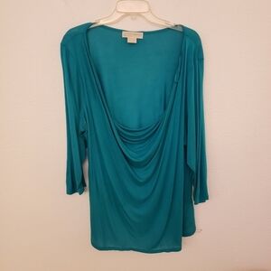 MICHAEL Michael Kors Turquoise Square Neck Top Size 1X fits up to 2x EUC
